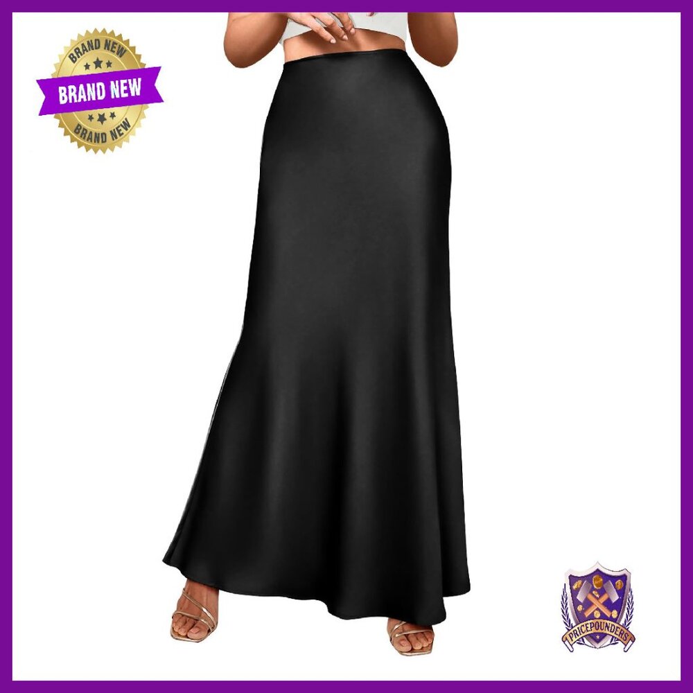 High Waisted Mermaid Maxi Skirt Satin Business Cocktail Wedding Guest